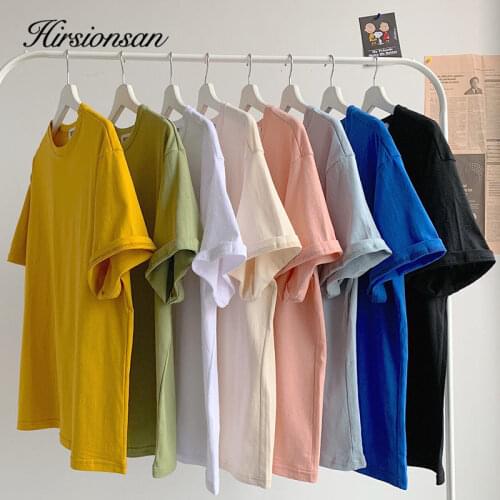 Hirsionsan Solid T Shirt Women 100% Cotton Short Sleeve Mens Basic Tshirts Female Soft Top Jumper Female Summer Cusual Tees