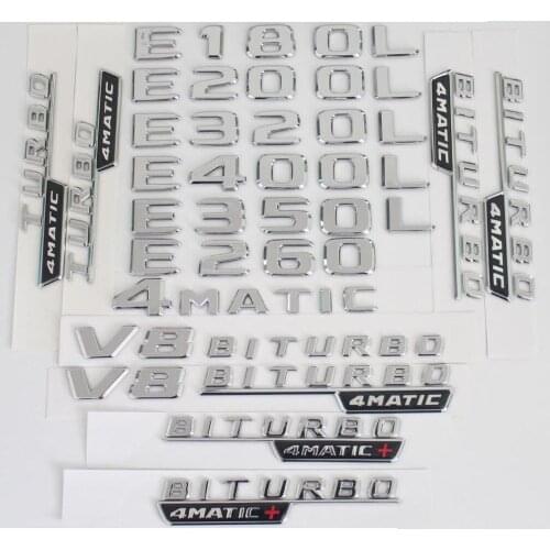 Chrome Letters E200 E220 E250 Emblem E260 E280 E300 E320 E350 E400 E450 E500 E550 4MATIC Emblems for Benz W212 W213 Badges