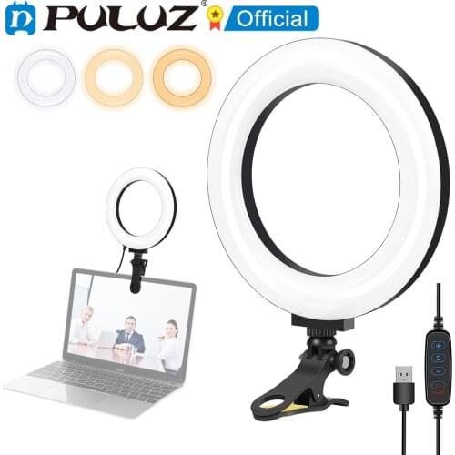 PULUZ 6.2 4.7 inch Ring Selfie Light 3 Modes USB Dimmable Dual Color Temperature LED Curved Vlogging Photography Video Lights
