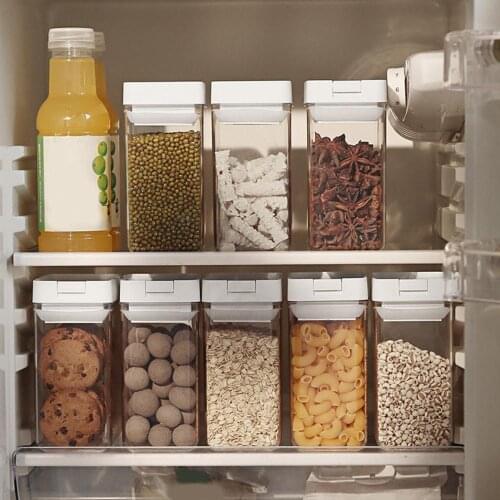 Food Storage Container Kitchen Pantry Square Cereal Organizer Bottle Plastic transparent moisture refrigerator storage box hot