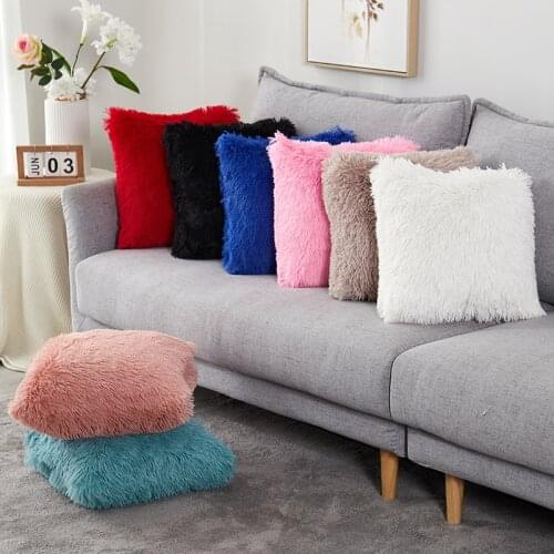 Hot Sale Soft Plush Faux Fur Wholesale Decorative Cushion Pillowcase Throw Pillow For Sofa Car Chair Hotel Home Decoration