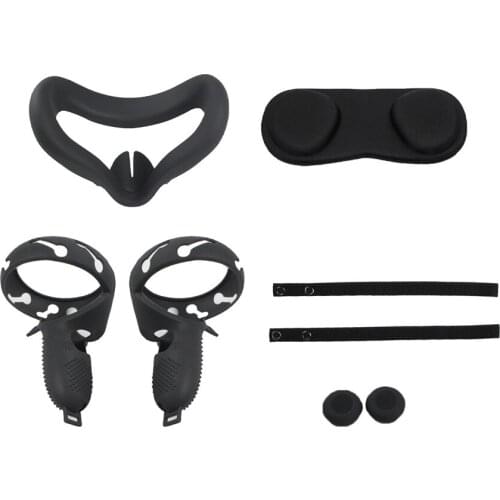 Eye Mask Pads Handle Protective Sleeve for Oculus Quest 2 VR Headset Breathable Lens Cover Face Pad Kit for Oculus Quest 2