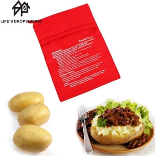 Microwave Baking Potatoes Bag Easy To Cook Steam Pocket Quick Fast Baked Potatoes Rice Pocket Washable Cooker Bag Cooking Tools