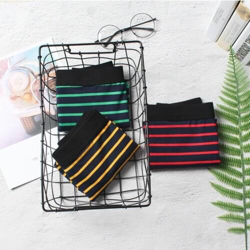 Men underwear Mens boxers Youth cotton breathable boxers Low-waisted striped underpants