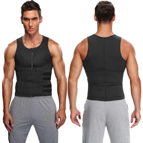 Neoprene Sweat Vest for Men Waist Trainer Vest Adjustable Workout Body Shaper with Double Zipper for Sauna Suit for Men