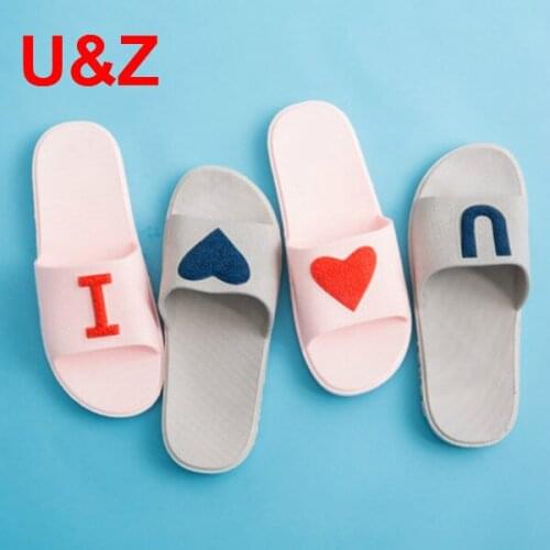 Love pattern non-slip womens Mens bathroom slippers,Stylish home slippers summer household Lovers female/Male Flip Flops Sale
