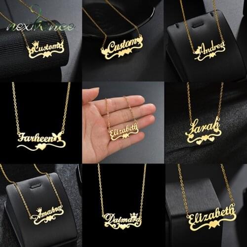 Nextvance New Heart Customized Name Necklace Stainless Steel Personalized Crown Butterfly Pendant Chain Woman Lover Jewelry Gift