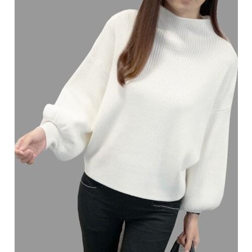 2019 New Winter Women Sweaters Fashion Turtleneck Batwing Sleeve Pullovers Loose Knitted Sweaters Female Jumper Tops R945