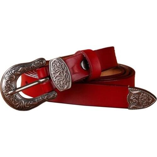 New Retro Needle Buckle Belt Lady Leather about Jeans Belt Pure Cowhide Korean Edition Decorative Belt