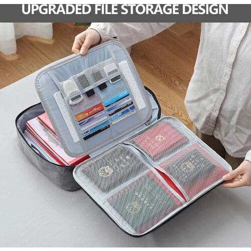 File Organizer Bags 3-Layer Large Portable Waterproof Certificates Documents Storage Bag Case with Lock for Home Office Travel