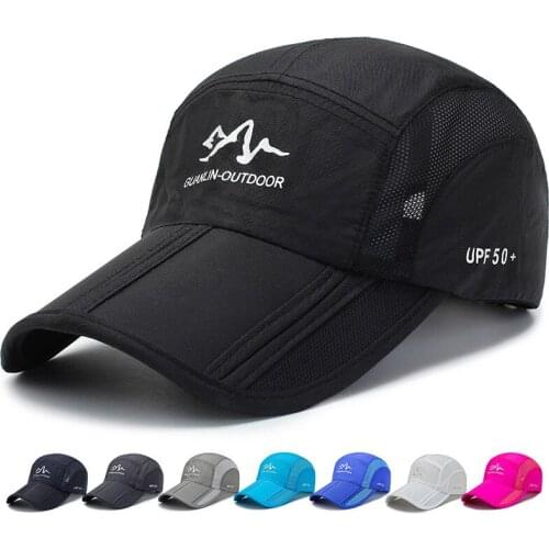 Outdoor Mens Climbing Cap Three Fold Baseball Cap Folding Mesh Quick Fast Dry Summer Hat