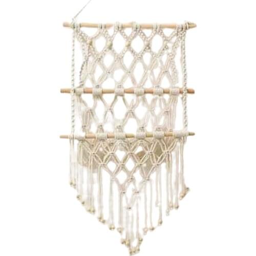 Hand Woven Storage Rack Macrame Tapestry Book Magazine Net Pocket Rack For Decoration Boho Decor Ornament Livingroom