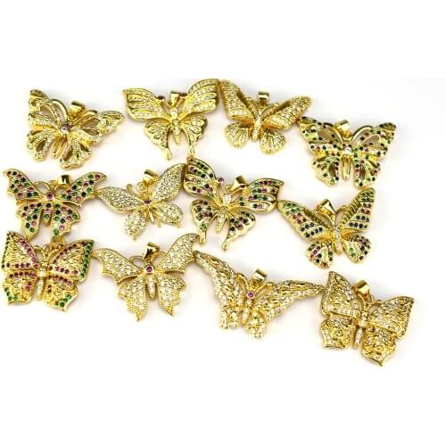 Butterfly Pendant Lady Fashion Jewelry Cubic Zirconia Butterfly Necklace Romantic Gift DIY Jewelry Making Factory Direct Sales