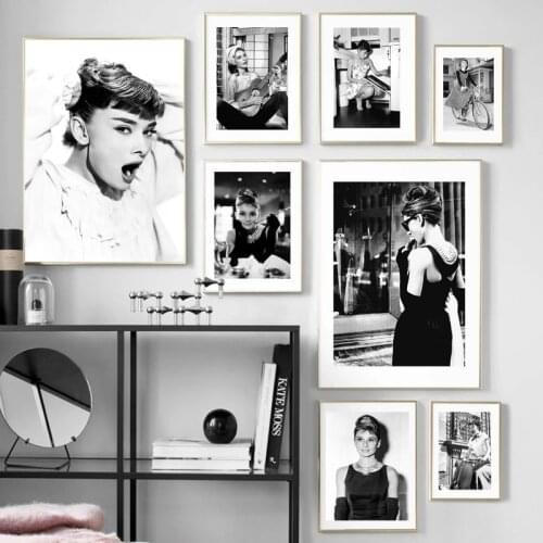 Movie Star Audrey Hepburn Posters And Prints Black White Wall Art Canvas Painting Wall Pictures For Living Room Nordic Decor