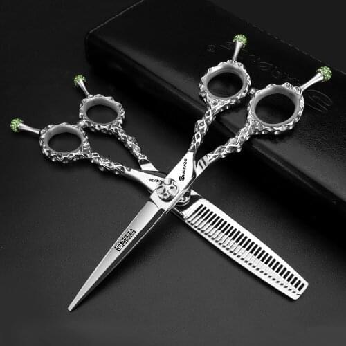 6 inch double emerald professional scissors haircut barbershop hairdressing cutting shears thinning scissors barbearia makas
