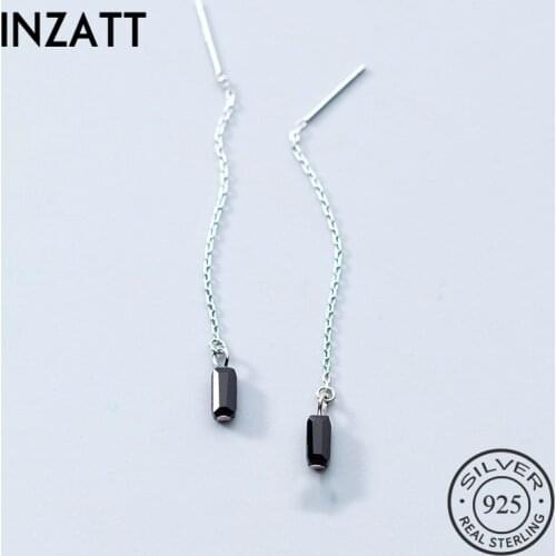 INZATT Minimalist Dangle Drop Earrings Real 925 Sterling Silver Chain tassel Three Colors Cute Fine Jewelry For Women Bijoux