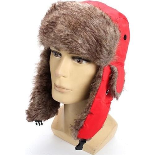 Outdoor Skiing Warm Bomber Hats Winter Hat Women Bomber Hats Men Aviator Ear Flaps Bombe Russian Hat Fake Fur Caps Winter