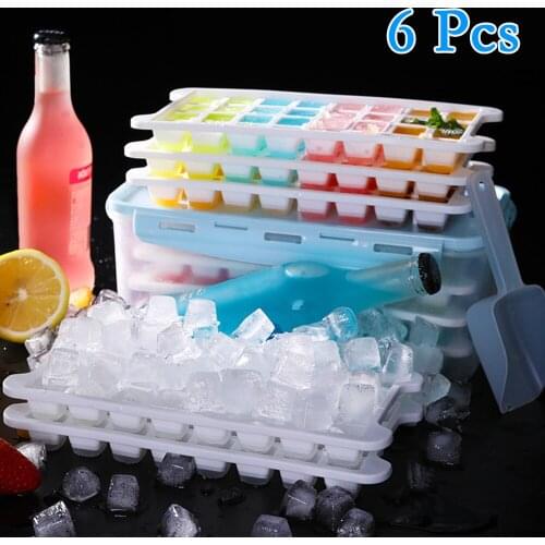 BPA Free Silicone Ice Cream Mold Sets For Kids DIY Ice Molds For Whiskey Cocktails Rectangle Ice Cube Tray Storage Container Lid