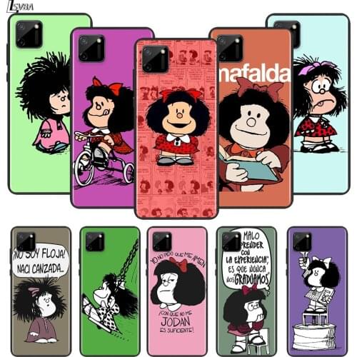 Lovely Hot Mafalda For OPPO Realme Narzo 20 C2/3/11/12/15/17 X2 X3 X7 XT X50 Q2i V3 V5 V15 Pro Black Silicone Soft Phone Case