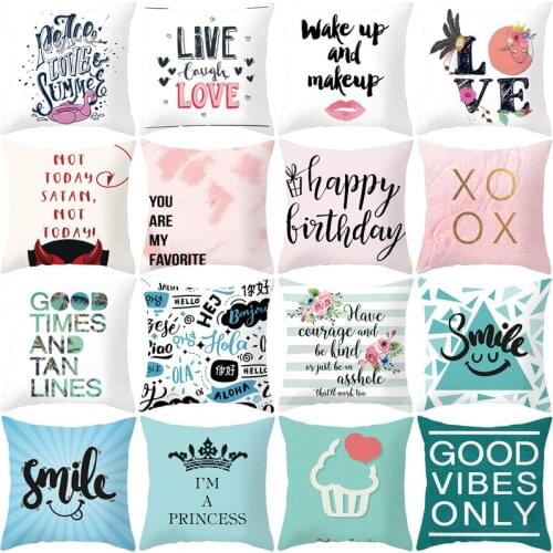 Blue Nordic Alphabet Series Decorative Pillow Cushion Covers Pillowcase Cushions for Sofa Polyester Pillowcover Decorative