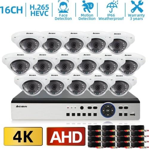 AHCVBIVN 8MP AHD 16CH CCTV System 16CH DVR 4K Security Camera System 8/16X8.0MP Outdoor Waterproof Video Surveillance Camera Kit