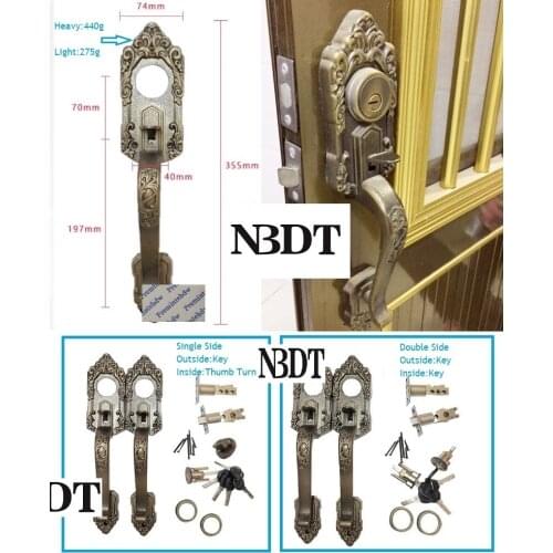 Antique Vintage Zinc Bronze Aluminum Frame Glass Wooden 35-45MM Door Lock Set Lever Bow Pull American European Classic Rural