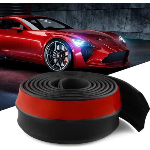 Universal Car Front Rear Side Bumper Lip Splitter Rubber Protector Body Spoiler Valance Chin Rubber Car Bumper Lip 2.5M 60mm