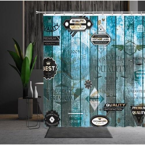 European Style Shower Curtain Retro Wood Grain Letters Old Fashion Design Pattern Polyester Home Bathroom Decor Bathtub Screen