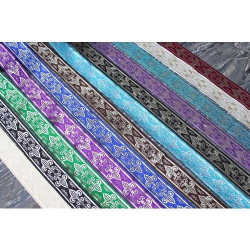 10 yards/lot Woven Jacquard Ribbon 7 color French Lily Craft Polyester 3.4cm