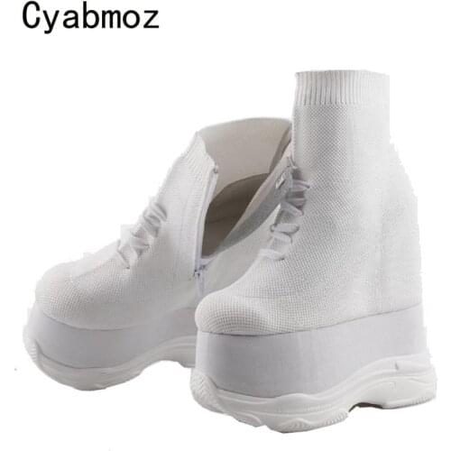 Cyabmoz Women High heels Sneakers height increasing Shoes Breathable Platform Woman Pumps Shoes Tenis feminino Zapatos mujer