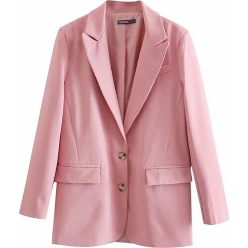 Womens 2021 Fashion Solid Color Single-breasted Loose Suit Retro Long Sleeve Patch Pocket Blazer Street Wear