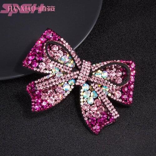 Bow full diamond crystal hair clip female Korean back head cross clip horse tail hair card fashion headdress hair accessories