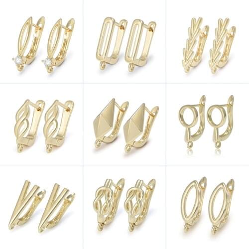 1 Pair Gold Plated Earring Hooks Components Accessories Supplies For Woman DIY Handmade Making Findings Jewelry Wholesale