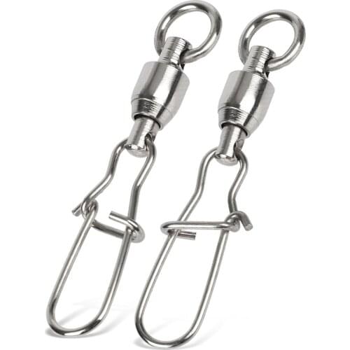 10pcs stainless steel bearing lock steel high bait hook connector Fishing Line Connector Ball Bearing Fishing Swivel