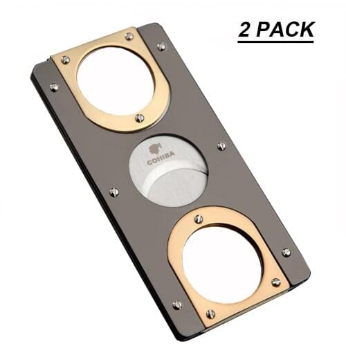 2PCS COHIBA Cigar Cutter Stainless Steel Guillotine Double Blades Cutter Pocket Cutters Portable Cigar Tool Knife Scissors