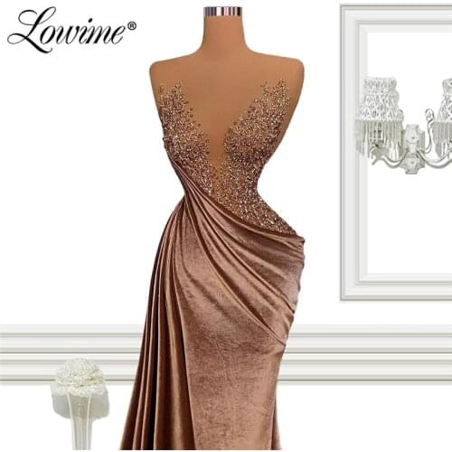 3 Design Arabic Evening Dresses Long Velvet Mermaid Prom Gown Party Dress Abendkleider 2021 Dubai Celebrity Dresses Plus Size