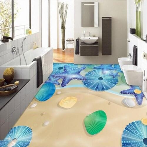 Beibehang Custom 3D Photo Wallpaper Beautiful Shells Starfish Floor Stickers Bedroom Bathroom Decor Floor Self adhesive flooring