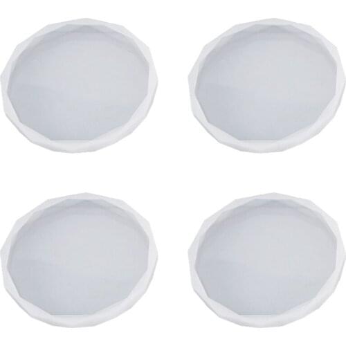 4-Piece Resin Coaster Mold, Suitable for Resin Casting Love Diamond Pendant Mould Silicone Mirror Decoration Mould