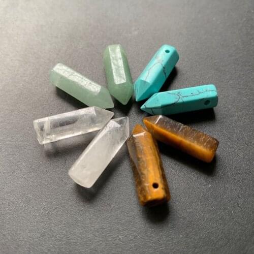4pcs Carved Hexagonal Column Stones Natural Quartz Crystal Point Pendant Spiritual Healing Bullet Shape Wholesale