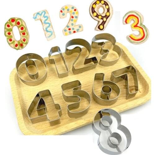 9PCS Cookie Cutter Number 0-8 Shape Mold Cookie Cutter DIY Fondant Fruit Cutter DIY Baking Tools Stainless Steel Cookie Mould