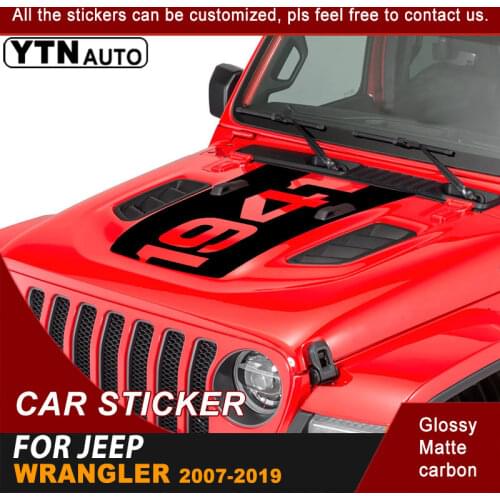 Car Sticker Bonnet Hood Scoop 1941 Words Stripe Graphic Vinyl Cool Car Decal Accessories For Jeep Wrangler JL Rubicon 2007-2019