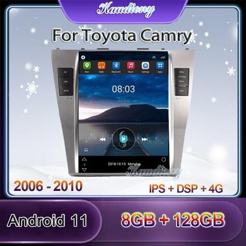 Kaudiony 10.4" Tesla Style Android 10.0 Car Radio For Toyota Camry Car DVD Multimedia Player Auto GPS Navigation 4G 2007 - 2011