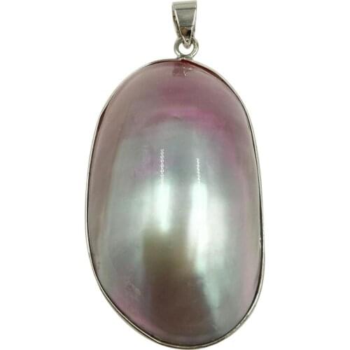 Free Shipping Women Fashion Jewelry Beautiful Pink Mother of pearl Shell Oval Pendant Bead C8339