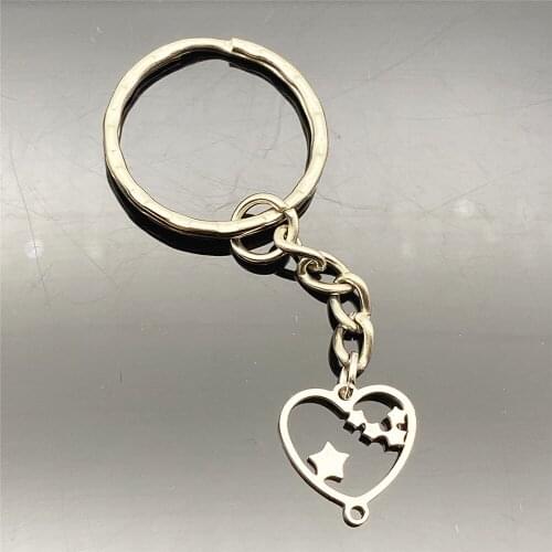 5pieces Stainless steel Peach Heart Key Chain love Charm Diy Design Key Ring Split heart pendant Keychains Diy Jewelry Making