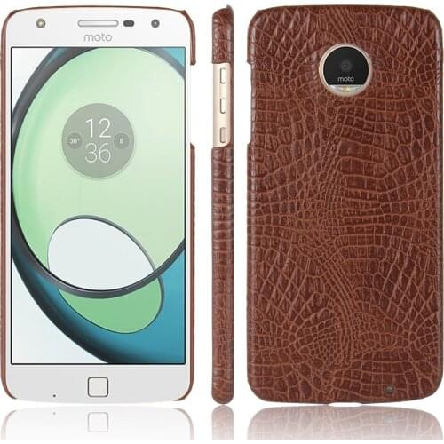 For Motorola Moto Z Play Case 5.5 inch Luxury PU Leather Hard Plastic Back Cover Phone Crocodile pattern Case For Moto Z Play