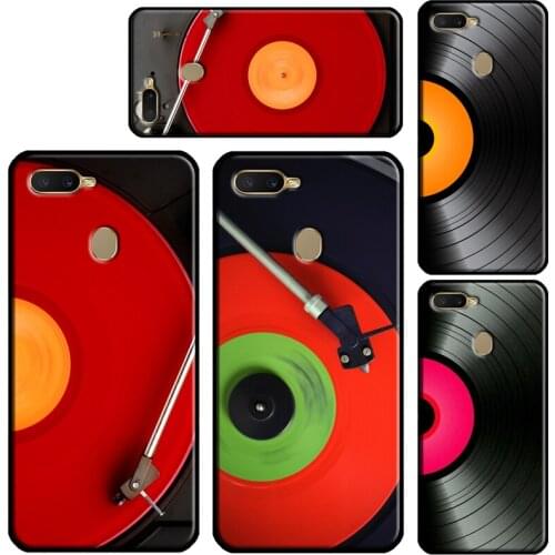 Black Vinyl Record Player For OPPO A5S A3S A83 A1K A52 A72 A31 A53 A9 A5 2020 Find X3 Pro F5 F7 A15 A91 Case Cover