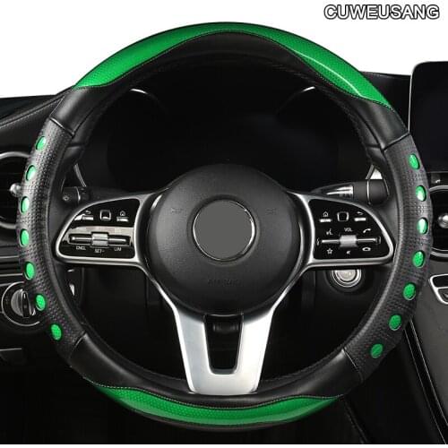 CUWEUSANG Carbon Fiber Leather Car Steering Wheel Cover For GMC Sierra Yukon Terrain Acadia Savana Envoy Canyon 1500