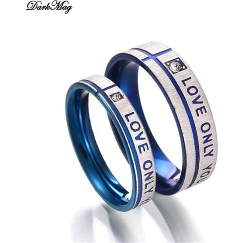 DarkMag Fashion Jewelry 316L Stainless Steel Simple Circle "Love Only You" Couple Rings,Wedding Ring,Engagement Rings