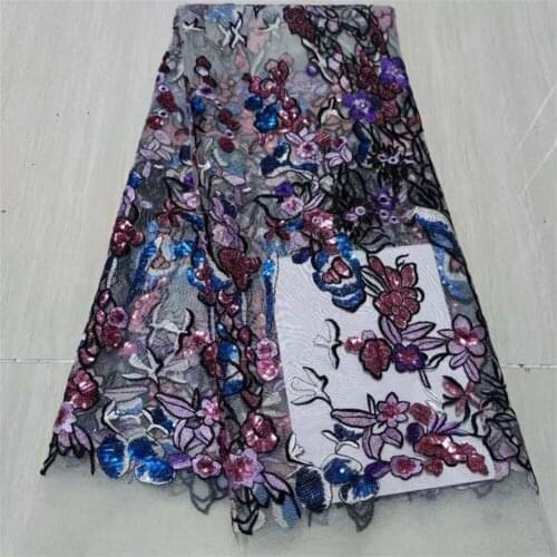 Exquisite and fashionable colorful flower sequin embroidery, high-quality French tulle lace, suitable for ladies' skirts
