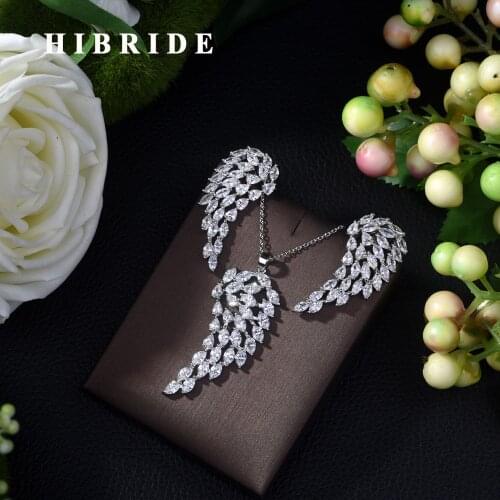HIBRIDE Top Quality AAA Cubic Zirconia Bridal Wedding Jewelry Sets,White Gold Color Jewelry Set parure bijoux femme N-291